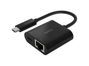 Belkin USB-C to Ethernet Adapter + Charge (60W Passthrough Power for Connected Devices, 1000 Mbps Ethernet Speeds) MacBook Pro Ethernet Adapter (INC001btBK)