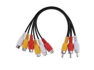 Black 25cm 3RCA Male Jack to 6RCA Female Plug Splitter Audio Video AV TV DVD Adapter Cable Black 25cm 3RCA Male Jack to 6RCA Female Plug Splitter Audio Video AV TV DVD Adapter Cable