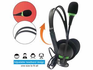 Portable USB Headset with Microphone Computer Headset Stereo Sound Lightweight Business PC Headset with Flexible Microphone Laptop Headset, in-line Control with Mute for Skype Lync/Webinar/Call/Music
