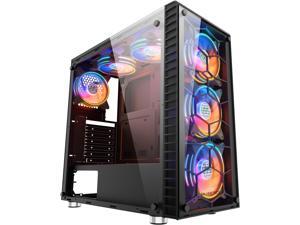 MUSETEX 6 RGB LED Fans Gaming Computer Case ATX Mid Tower with 2 Translucent Tempered Glass Panels USB 3.0 Port, Cable Management/Airflow, Gaming Style Window Case(903-D6) MUSETEX 6 RGB LED Fans Gaming Computer Case ATX Mid Tower with 2 Translucent Tempered Glass Panels USB 3.0 Port, Cable Management/Airflow, Gaming Style Window Case(903-D6)