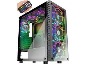 MUSETEX Phantom Black ATX Mid-Tower Desktop Computer Gaming Case with 6pcs 120mm LED ARGB Fans Pre-Installed USB 3.0 Ports Tempered Glass Windows (903-S6) MUSETEX Phantom Black ATX Mid-Tower Desktop Computer Gaming Case with 6pcs 120mm LED ARGB Fans Pre-Installed USB 3.0 Ports Tempered Glass Windows (903-S6)