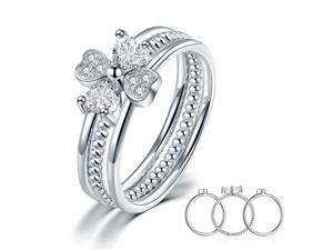 Exquisite Women Wedding Rings Solid 925 Sterling Silver Ring Set 3-Pcs Heart Love Jewelry New Design6/XFR8299 Exquisite Women Wedding Rings Solid 925 Sterling Silver Ring Set 3-Pcs Heart Love Jewelry New Design6/XFR8299