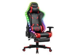Massage Racing Gaming Chair Chair with RGB LED Lights-Red Massage Racing Gaming Chair Chair with RGB LED Lights-Red