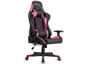 Lumbar Support and Headrest Massage Reclining Gaming Chair-Pink Lumbar Support and Headrest Massage Reclining Gaming Chair-Pink