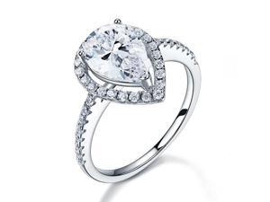 Exquisite Women Wedding Rings 2 Ct Pear Cut Ring Sterling 925 Silver Wedding Promise Anniversary Engagement Ring Heart Jewelry6/XFR8221 Exquisite Women Wedding Rings 2 Ct Pear Cut Ring Sterling 925 Silver Wedding Promise Anniversary Engagement Ring Heart Jewelry6/XFR8221