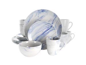Fine Marble 16 Piece Stoneware Dinnerware Set in Blue and White Fine Marble 16 Piece Stoneware Dinnerware Set in Blue and White