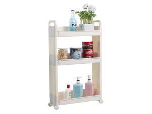 3-Tier Storage Cart Slim Slide Tower Rack Shelf With Wheels Office Home Kitchen 3-Tier Storage Cart Slim Slide Tower Rack Shelf With Wheels Office Home Kitchen
