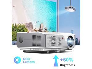 FLZEN 6000 Lumens 1080 Native Projector, 1920x 1080 Native Resolution 4K Supported, 300” Max Image Size, with HDMI USB VGA AV Inputs, Compatible with TV Sticks PC Xbox Playstation USB Drive