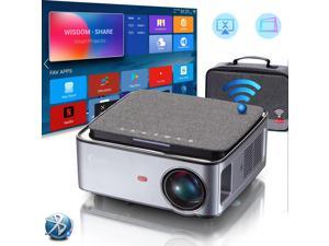 1080P Native WIFI Projector Android 9, Full HD 7500 Lumen 20000:1 Bluetooth Projector for Home & Office, 4K Side Projection 4D Keystone Screen Mirroring & Screen App Control, 100 Screen & Carry Bag