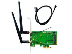 PCIe X1 to Mini PCIe Wireless Adapter WLAN WiFi 4/5/6/6E (No WiFi Network Card) with SMA Antenna for M.2 Wireless WiFi 802.11a/b/g/n/ac/ax Network Module