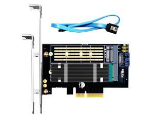 GLOTRENDS Dual M.2 PCIe Adapter for One M.2 PCIe SSD and One M.2 SATA SSD, Support OS Booting from M.2 PCIe SSD or M.2 SATA SSD, Including 1 x M.2 Heatsink and Thermal Pad and M.2 Screws (PA12-HS10)