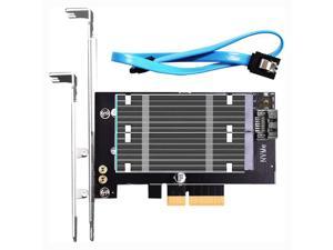 GLOTRENDS Dual M.2 PCIe Adapter for One M.2 PCIe SSD and One M.2 SATA SSD, Support OS Booting from M.2 PCIe SSD or M.2 SATA SSD, Including 2 x M.2 Heatsink and Thermal Pad and M.2 Screws (PA12-HS)