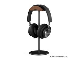 Black Walnut Wood Aluminum Headphone Stand Nature Walnut Gaming Headset Holder with Solid Metal Base for Table Desk Display