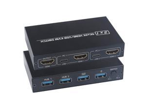 4K@30HZ USB HDMI KVM Switcher USB 2.0 Switch Splitter For 2 PC Sharing 4 Keyboard Mouse Printer Plug And Play