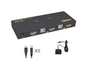2 Ports  HDMI KVM Switch 4K*2K@60Hz 2 In 1 Out HDMI Supports Hotkey Switch Wire Control HDMI Monitor Keyboard &Mouse & Video USB 2.0 Devices Share