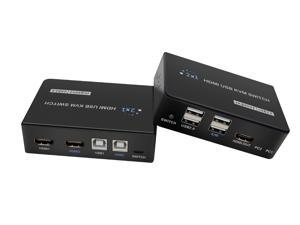 HDMI 2.0 KVM Switch 2 In 1 Out  HDMI USB Switch Adapter Switcher 4Kx2K@60Hz EDID Two Computer Hosts Sharing USB Device,Printer, Scanner,Keyboard,Mouse,HDMI Monitor Wire Control/Body Button