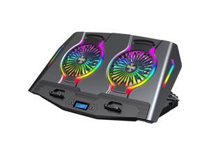 Aluminum Alloy RGB Laptop Cooler Stand Dual-Turbo 140mm Fans Dual-USB Silent and Wind-Powered 6-speed Adjustment Laptop Cooler Pad Compatible with Laptops Notebook PC Under 21 inches Aluminum Alloy RGB Laptop Cooler Stand Dual-Turbo 140mm Fans Dual-USB Silent and Wind-Powered 6-speed Adjustment Laptop Cooler Pad Compatible with Laptops Notebook PC Under 21 inches