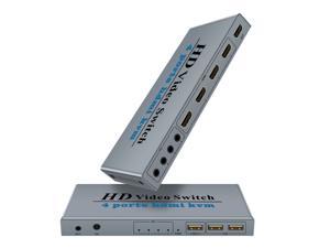 4 Ports HDMI KVM Switch 4 IN 1 Out HDMI Switcher  Splitter for Sharing Monitor Keyboard Mouse Adaptive EDID/HDCP Decryption