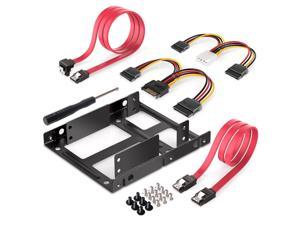 2.5 inch to 3.5 inch External HDD SSD Metal Mounting Kit Adapter Bracket with SATA Data Power Cables Screws