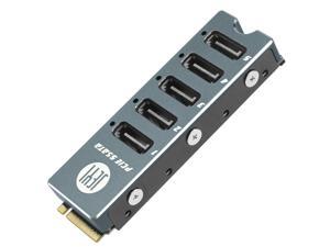SATA Disk Array Card JMS585-Slim 5 Ports SATA3 for M. 2 Nvme PCI-E to SATA 3.0 16G JMB585 Chip W/ Radiator Support ThunderBolt3