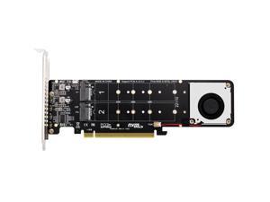 PCIe X16 to M.2 M-key NVME x 4 SSD Expansion Card 4-disk M.2 PCI Express RAID Array Expansion Transfer Split Card 4*32Gbps with Fan for 2242/2260/2280/22110 M.2 M-key NVME SSD