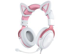 NEW RGB Wired Gaming Headset Over-Ear Headphones with Removable Omnidirectional HD Microphone Pink Earphones For PC Laptop PS4 XBOX