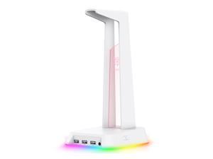 RGB Gaming Headphone Stand Computer Headset Desktop Display Holder Luminous Logo with 3 USB and 3.5mm Audio Ports