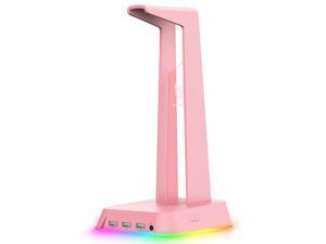 RGB Gaming Headphone Stand Computer Headset Desktop Display Holder Luminous Logo with 3 USB and 3.5mm Audio Ports