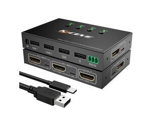 4 Ports HDMI 2.0 KVM Switch 4K@60Hz USB HDMI KVM Adaptive EDID/HDCP Decryptionfor Mouse Keyboard Hub for PC Laptop (without Remote Controller)