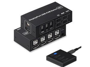 4 Ports Displayport KVM Switch 4K 60Hz 4 In 1 Out USB DP KVM Switch Box DP USB KVM Share Monitor Mouse Keyboard Printer Switcher