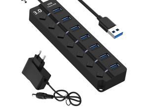 USB 3.0 High Speed Hub 7 Port USB 3.0 Hub Splitter On/Off Switch with US/EU Power Adapter for MacBook Laptop PC Accessories USB 3.0 High Speed Hub 7 Port USB 3.0 Hub Splitter On/Off Switch with US/EU Power Adapter for MacBook Laptop PC Accessories