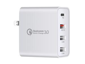 QC 3.0+PD,USB C Charger,48W [PD 3.0+QC 3.0] USB Fast Charger Adapter, 4 Port USB PD Wall Plug Charging Station, Fast Charging for Smartphones,Tables, and More …