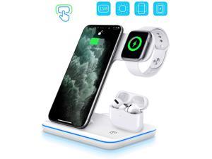 Wireless Charger 3 in 1 Charger Stand 15W QI Fast Charging Station for Apple iWatch Series 54321AirPods Compatible with iPhone 11 SeriesXS MAXXRXSX88 PlusSamsung