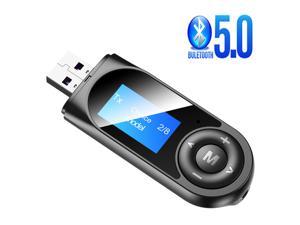2 in 1 USB Audio Bluetooth 5.0 Adapter Audio Transmitter Receiver Plug and Play LCD Display Portable Visualization AUX Converter For TV PC Car Stereo USB 3.5MM AUX RCA Wireless Adapter