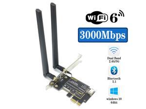 PCIe WiFi 6 Network Card Wireless Adapter Bluetooth 5.0 AX 3000 Mbps AX200 Dual Band 5.GHz/2.4GHz PCI-E Wireless WiFi Network Adapter Card for Desktop Windows 10 64-bit