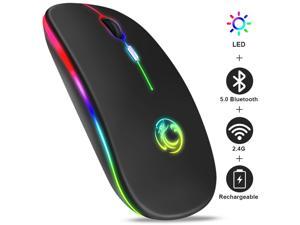 Wireless Bluetooth Mouse Bluetooth RGB Rechargeable Mouse Wireless Computer Silent Mause LED Backlit Ergonomic Gaming Mouse for Laptop PC (Bluetooth Version, Black)