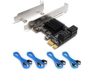 PCIe SATA Card, 4 Port with 4 SATA Cable, SATA Controller Expansion Card with Low Profile Bracket, Marvell 9215 Non-Raid, Boot as System Disk, Support 4 SATA 3.0 Devices