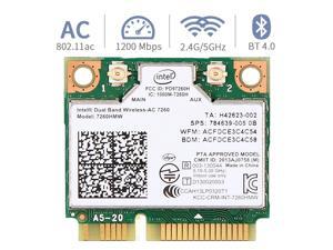 Mini pcie WiFi Card Dual Band Wireless AC 7260 PCI Express Card 802.11ac 2x2 Wi-Fi 7260hmw Bluetooth 4.0 PCIe Half WiFi Card 802.11 b/a/g/n/ac for Laptop Window 7 8 8.1 10 Linux 2.4.x/2.6.x or Later Mini pcie WiFi Card Dual Band Wireless AC 7260 PCI Express Card 802.11ac 2x2 Wi-Fi 7260hmw Bluetooth 4.0 PCIe Half WiFi Card 802.11 b/a/g/n/ac for Laptop Window 7 8 8.1 10 Linux 2.4.x/2.6.x or Later