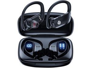 Ture Wireless Earbuds Bluetooth Headphones 48hrs Playtime Sport Earphones with LED Display TWS Stereo Deep Bass Ear Buds with Earhooks Waterproof inEar Builtin Mic Headset for Running Workout