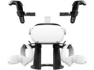 VR Stand, Headset Display Holder and Controller Holder Mount Station for Oculus Quest/Quest 2/Rift/Rift S/GO/HTC Vive/Vive Pro/Valve Index VR Headset and Touch Controllers (Black) VR Stand, Headset Display Holder and Controller Holder Mount Station for Oculus Quest/Quest 2/Rift/Rift S/GO/HTC Vive/Vive Pro/Valve Index VR Headset and Touch Controllers (Black)