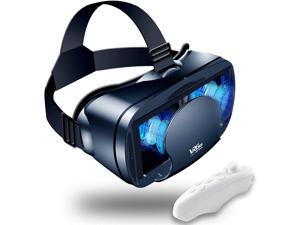 VR Headset Virtual Reality VR 3D Glasses VR Set Incl 3D Virtual Reality Goggles, Controller, Adjustable VR Glasses - Compatible with iPhone and Android Support 7 inch [with Gamepad]