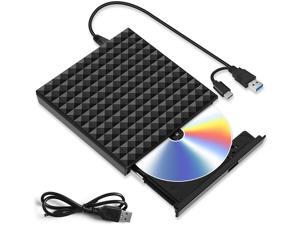 External CD DVD Drive, Portable USB 3.0 and Type-C CD DVD ROM Optical Drive Player, High Speed Data Transfer Rewriter Burner Recorder for Laptop Desktop PC Compatible with Windows 10/8/7/Linux/Mac OS External CD DVD Drive, Portable USB 3.0 and Type-C CD DVD ROM Optical Drive Player, High Speed Data Transfer Rewriter Burner Recorder for Laptop Desktop PC Compatible with Windows 10/8/7/Linux/Mac OS