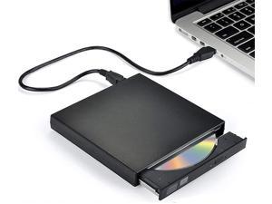External CD DVD Drive, USB 2.0 Slim Protable External CD-RW Drive DVD-RW Burner Writer Player for Laptop Notebook PC Desktop Computer, Black