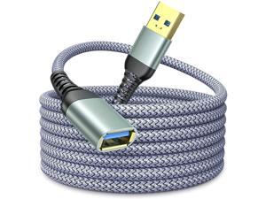3M/10FT USB 3.0 Extension Lead, USB Type A Male to Female Extension Cord Durable Braided Material 5Gbps Fast Data Transfer Compatible with USB Keyboard, Mouse, Flash Drive, Hard Drive, Printer -Gray