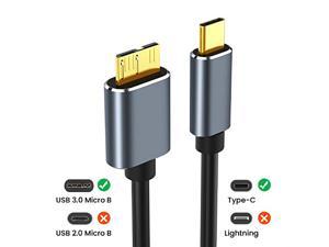 USB C to Micro B Cable 3.0, Type C to Micro B Hard Drive Cable, Micro B to USB Type C Cable for Toshiba Canvio, Seagate, WD External Hard Drive, Chromebook Pixel and More (1 Pack-3.3ft / 1M)