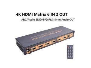 6x2 HDMI Matrix PIP HDMI 6x2 HDMI Matrix Switcher with Audio extractor HDMI ARC 4K30Hz Matrix HDMI 6 in 2 out HDMI Switch Splitter with Audio out