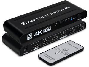 HDMI Switch 5 in 1 Out 5 Port HDMI Switcher Selector Box with IR Remote Control  Auto Switch Support 4K 30Hz HDR HDCP 3D 1080P for HDTV PS3 PS4 Xbox Projector Bluray Player Black