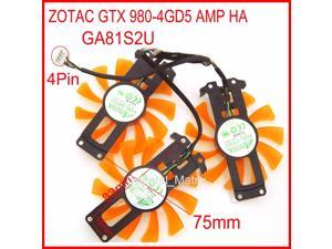 3pcs/lot GA81S2U 12V 0.38A 4Wire 4Pin VGA Fan For ZOTAC GTX 980-4GD5 AMP HA Graphics Card Cooler Cooling Fan