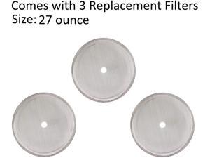 Ovente Mesh Filter Replacement for FPT Series 27 Ounce, Hassle-Free with Universal Design on the High Grade Stainless Steel Filter, Compatible for French Press Brands, Pack of 3 ACPF7027S