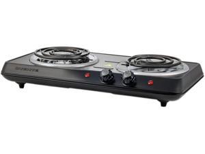 Ovente 1700W Double Hot Plate Electric Countertop Coil Stove 5.7 & 6 Inch with Dual 5 Level Temperature Control & Stainless Steel Base, Easy Clean Portable Cooktop Burner for Cooking, Black BGC102B Ovente 1700W Double Hot Plate Electric Countertop Coil Stove 5.7 & 6 Inch with Dual 5 Level Temperature Control & Stainless Steel Base, Easy Clean Portable Cooktop Burner for Cooking, Black BGC102B